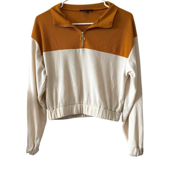 Forever 21 Colorblock Waffle Knit Quarter Zip Pullover – Size Small - Picture 1 of 3